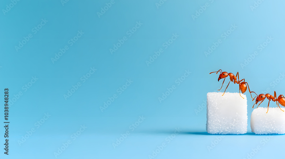 Ants Gathering Around a Sugar Cube: A Close-Up of Nature’s Tiny Workers in Search of Sweetness. Ants Gathering Around a Sugar Cube: A Close-Up of Nature’s Tiny Workers in Search of Sweetness.
