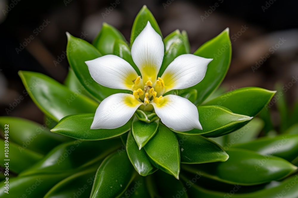 Obraz premium Iberis flower represented in simple white lines and shapes, with its delicate petals standing out on a pale background