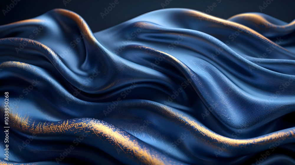 Fototapeta premium Abstract Blue and Gold 3D Rendered Background