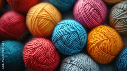 Many colorful woolen balls of yarn for knitting background