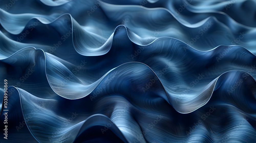 Obraz premium Abstract 3D Blue Wavy Background Design