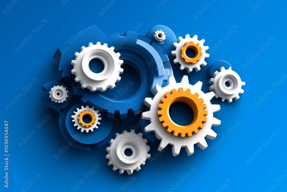 Single industrial gear in minimalist style, symbolizing the core of mechanical processes and engineering Single industrial gear in minimalist style, symbolizing the core of mechanical processes and engineering
