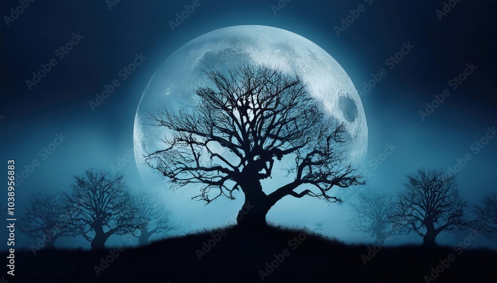 Full Moon Shining on Cloudy Night Sky Halloween and Mystic Vibes Full Moon Shining on Cloudy Night Sky Halloween and Mystic Vibes