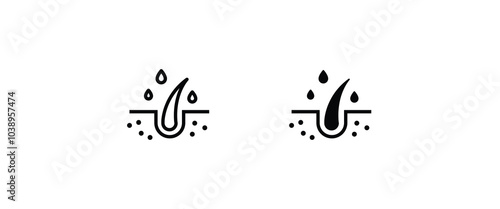 Hair care, follicle icon. Root growth care. Beauty, line flat icons set, editable stroke isolated on white, linear vector outline illustration, symbol logo design style