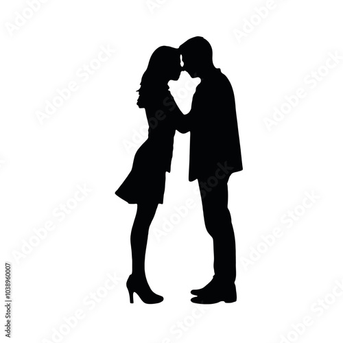 A silhouette of a couple embracing each other vector silhouette