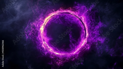 Glowing purple neon circle. Dark background