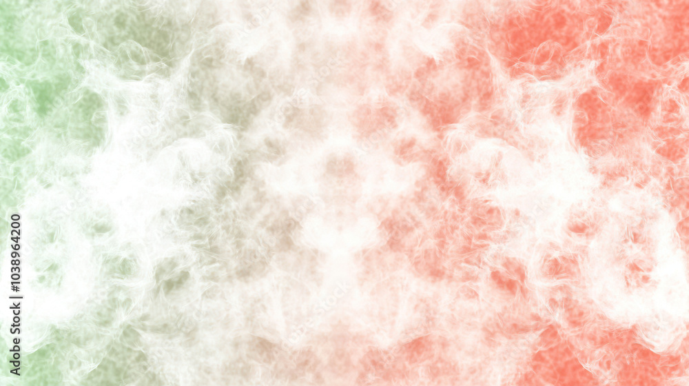 Fototapeta premium Abstract gradient of Italian flag colors in wispy clouds. AI-generated