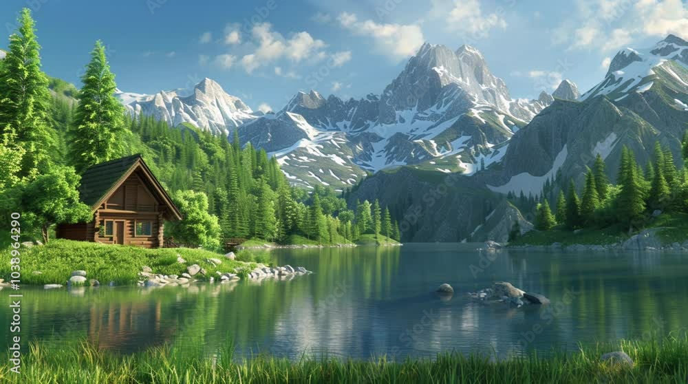 Majestic rock mountains towering over a serene lake on a sunny day, breathtaking natural beauty.
Seamless looping 4k time-lapse virtual video animation Generated AI Majestic rock mountains towering over a serene lake on a sunny day, breathtaking natural beauty.
Seamless looping 4k time-lapse virtual video animation Generated AI