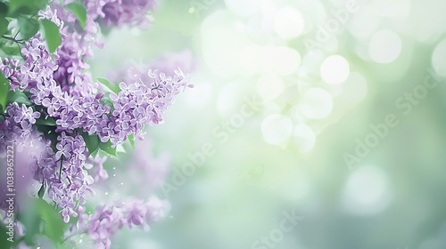  purple flowers with green leaves against a soft blur in the background, capturing light's boke effect