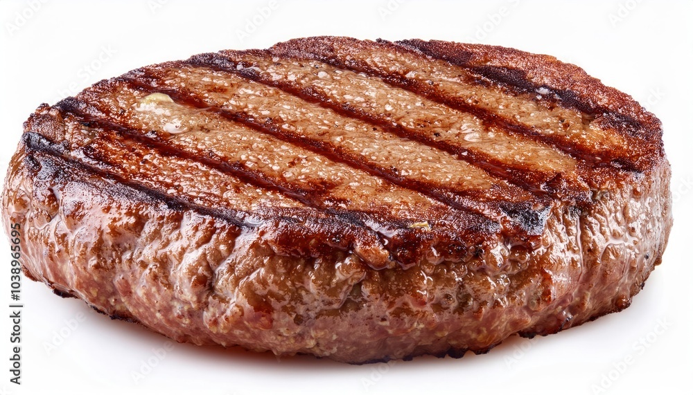 Grilled Hamburger Meat Isolated on White Background – Full Depth of Field Grilled Hamburger Meat Isolated on White Background – Full Depth of Field