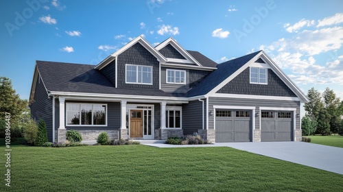 Modern Two-Story Home with Grey Siding