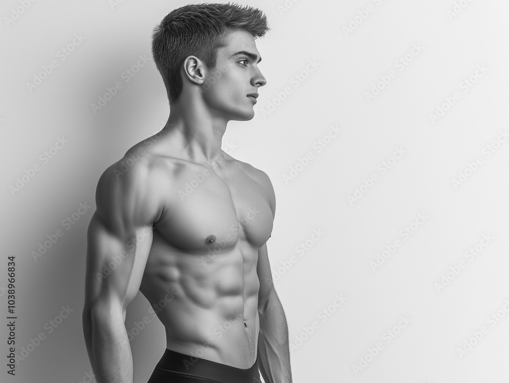 Naklejka premium Ciało - męska muskulatura.