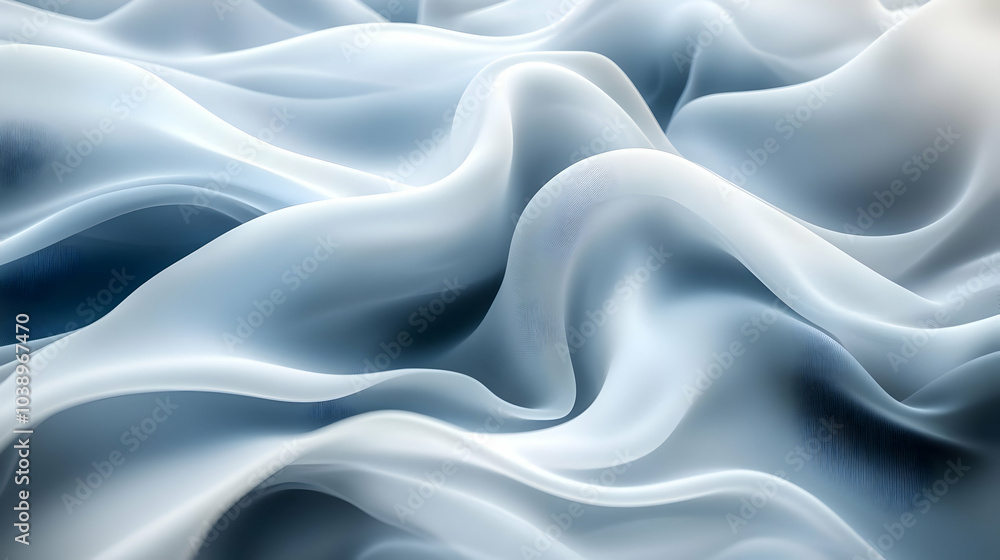 Fototapeta premium Abstract Blue and White Wavy Fabric Background Illustration