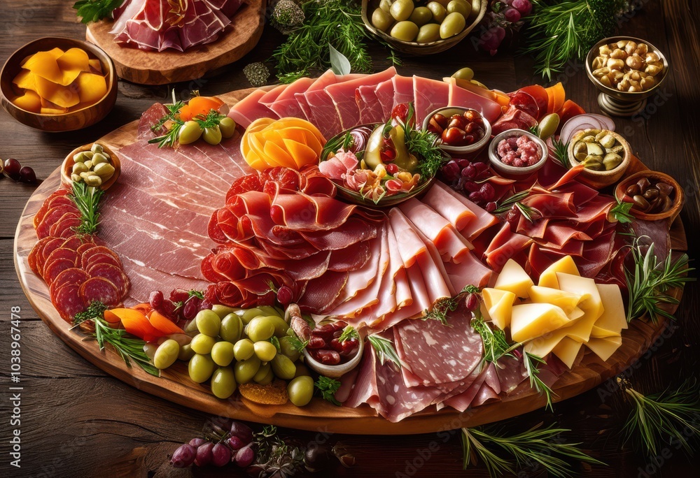 vibrant meat platter showcasing rich textures colors delicious presentation culinary arts, appetizer, arrangement, banquet, beef, charcuterie, chicken vibrant meat platter showcasing rich textures colors delicious presentation culinary arts, appetizer, arrangement, banquet, beef, charcuterie, chicken