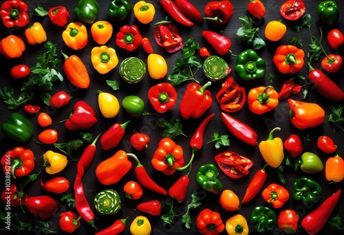 Wallpaper Mural creative artful arrangement bold ingredients colorful mosaic pattern showcasing textures vibrant colors appealing culinary presentation, food, design, gourmet Torontodigital.ca