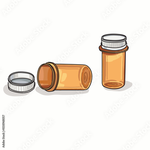 empty us pills containers illustration on white background