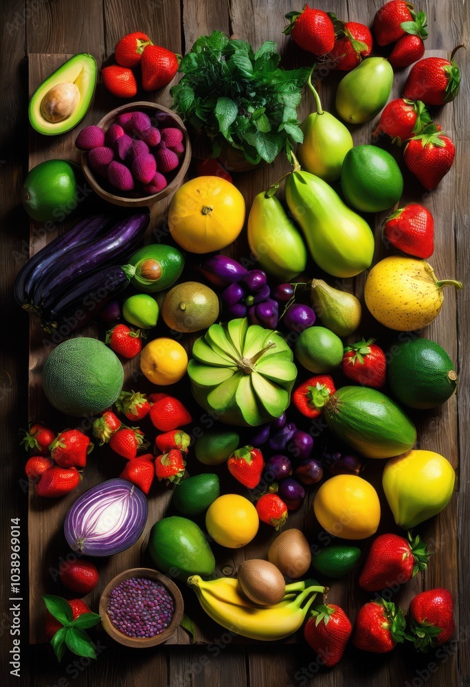 vibrant flat lay fresh fruits vegetables showcasing colorful array nutritious produce, abundance, arrangement, art, assortment, bowl, bright, cheerful vibrant flat lay fresh fruits vegetables showcasing colorful array nutritious produce, abundance, arrangement, art, assortment, bowl, bright, cheerful