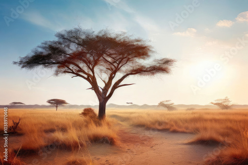 Savanna landscape. Wild nature.