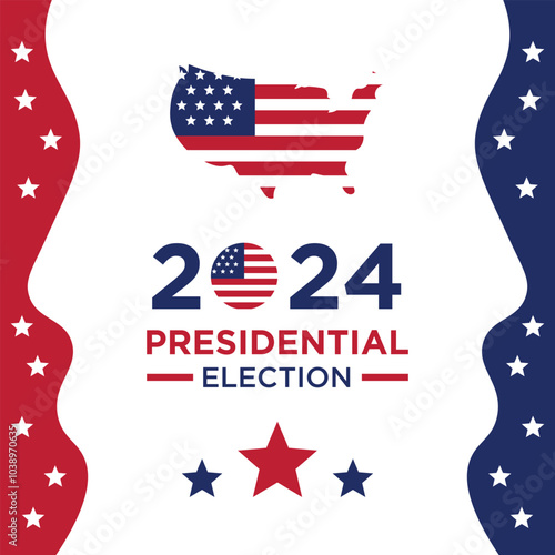 Banner template for US presidential election. Election day. Election voting poster. Vote 2024 in USA. Vote 2024, Presidential Election