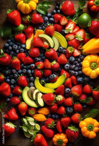 vibrant display fresh produce showcasing colorful compositions fruits vegetables culinary inspiration, artesian, basket, beauty, bowl, colors, creative