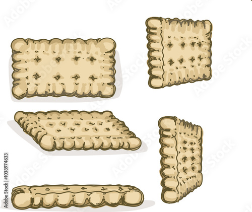 Plate full of biscuits butter english cookies illustration on white background