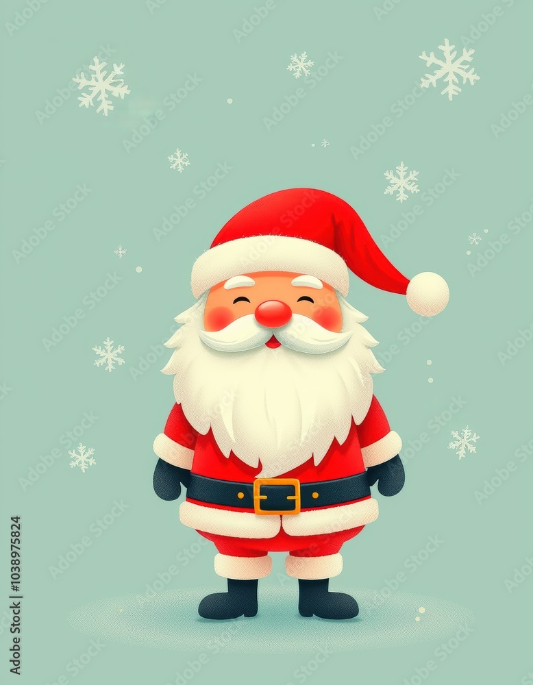 Whimsical Christmas Card with Stylish Santa Whimsical Christmas Card with Stylish Santa