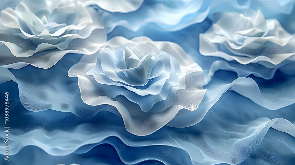 Obraz premium Abstract Blue and White Floral Background