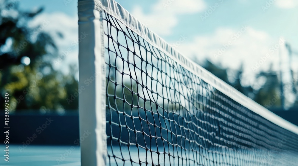 A tennis court's net post, outdoor setting with net structure, Classic style A tennis court's net post, outdoor setting with net structure, Classic style