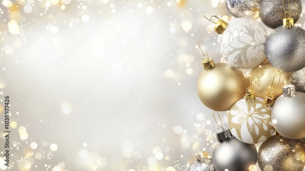 Festive Christmas Ornament Background with Glittering Lights Festive Christmas Ornament Background with Glittering Lights