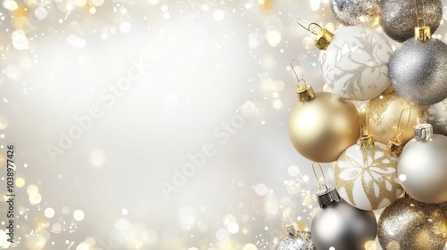 Festive Christmas Ornament Background with Glittering Lights