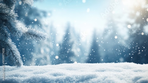 Wallpaper Mural Snow trees with bokeh lighting in winter on a blurred background Torontodigital.ca