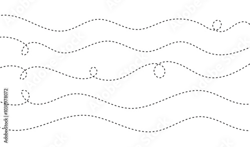 Path travel dotted line trip dashed trace destination track plan and silhouette, travelling symbol . Transport dot pathes lines traces tourism design vector illustration. EPS 10