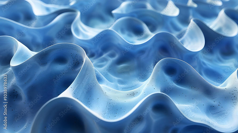 Fototapeta premium Abstract 3D Blue Wavy Background