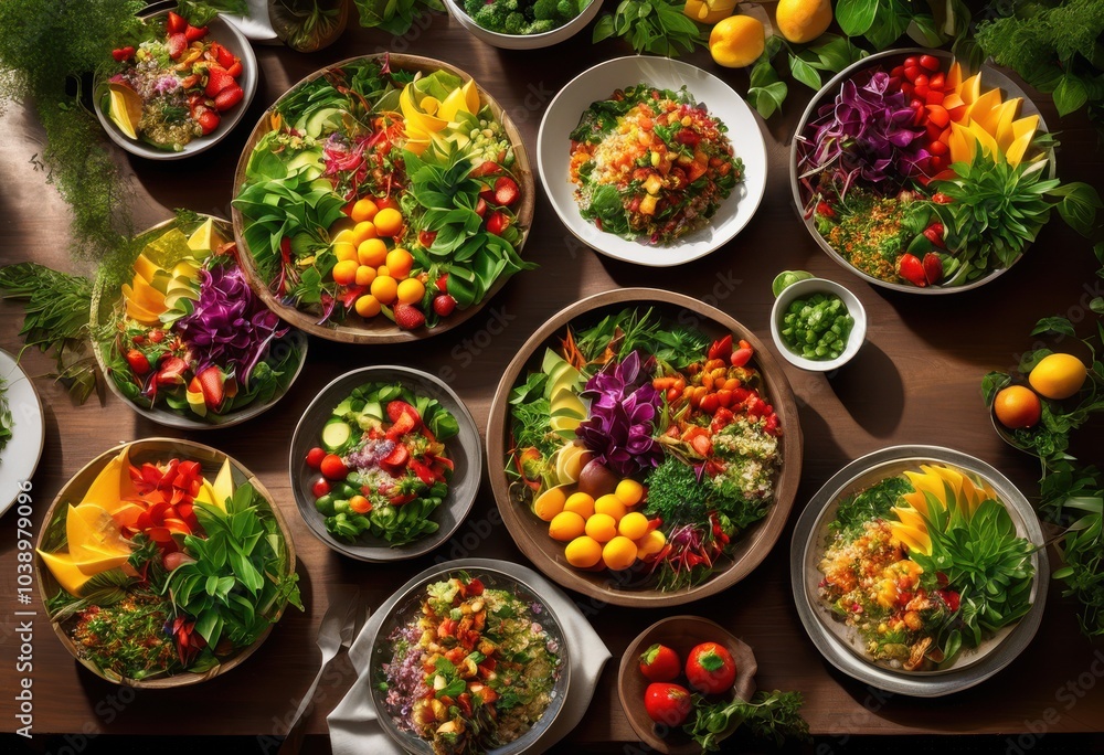 vibrant colorful plant based meal arrangements designed striking table presentations eye catching culinary displays, cuisine, decor, dining, dish vibrant colorful plant based meal arrangements designed striking table presentations eye catching culinary displays, cuisine, decor, dining, dish