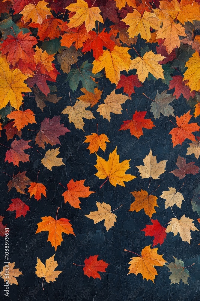Colorful autumn leaves scattered on the ground in a vibrant display of seasonal change Colorful autumn leaves scattered on the ground in a vibrant display of seasonal change