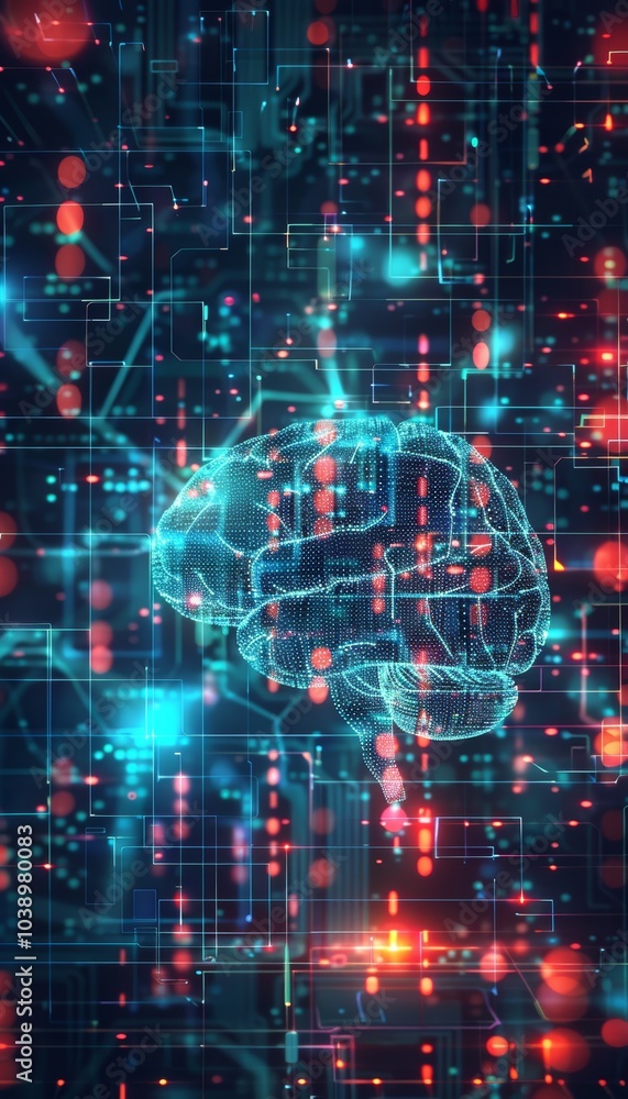 Realistic digital background showcasing neural networks, ai trends, data transmission, and research Realistic digital background showcasing neural networks, ai trends, data transmission, and research