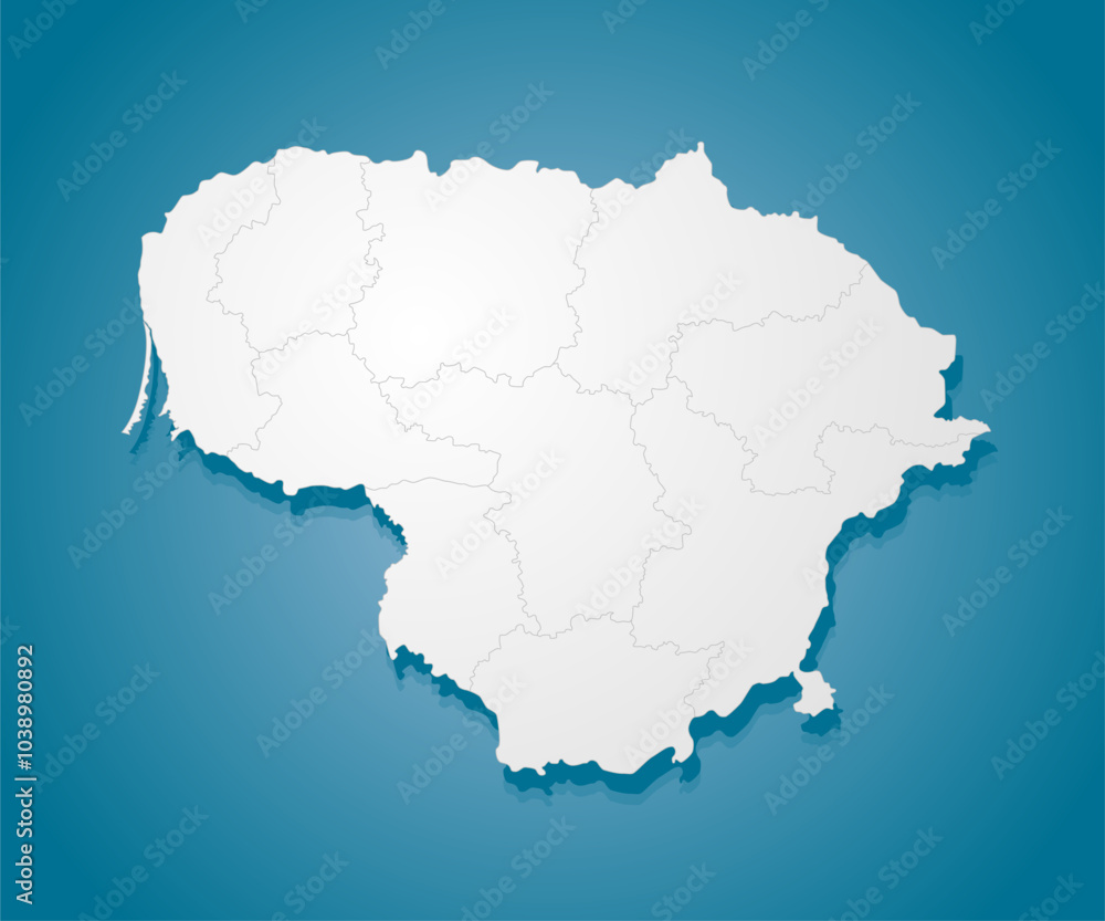 Creative map country Lithuania divided on regions Creative map country Lithuania divided on regions
