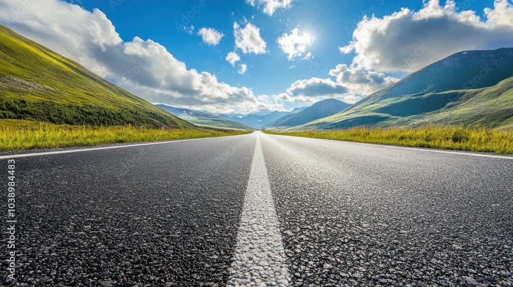 Fototapeta premium Asphalt Road Through Mountains