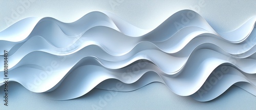 Abstract Wavy Pattern in White and Light Blue Hues