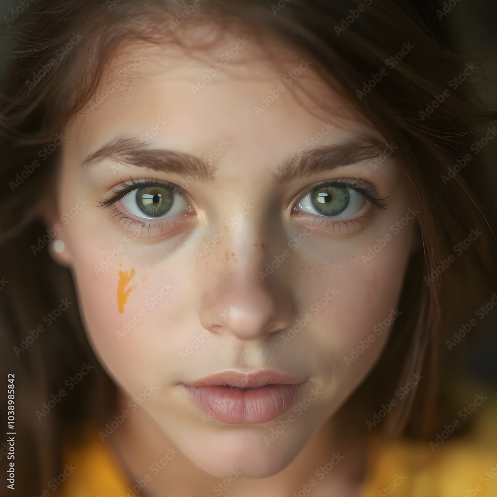 The image is a close-up of a young girl The image is a close-up of a young girl