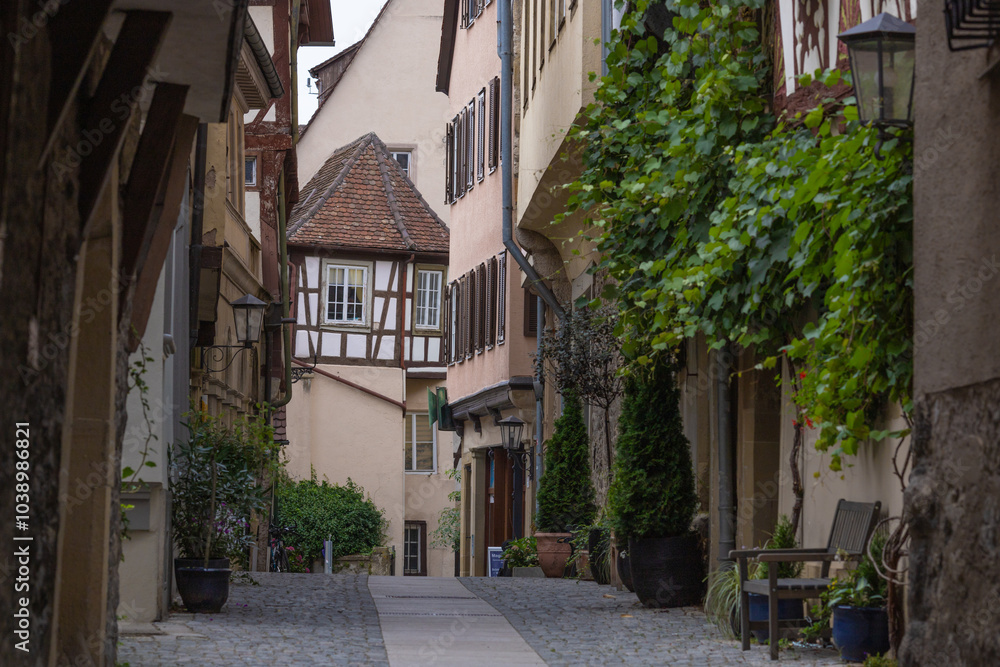 Gasse in der Altsadt von Schwäbisch Hall, Baden-Württemberg, Deutschland Gasse in der Altsadt von Schwäbisch Hall, Baden-Württemberg, Deutschland