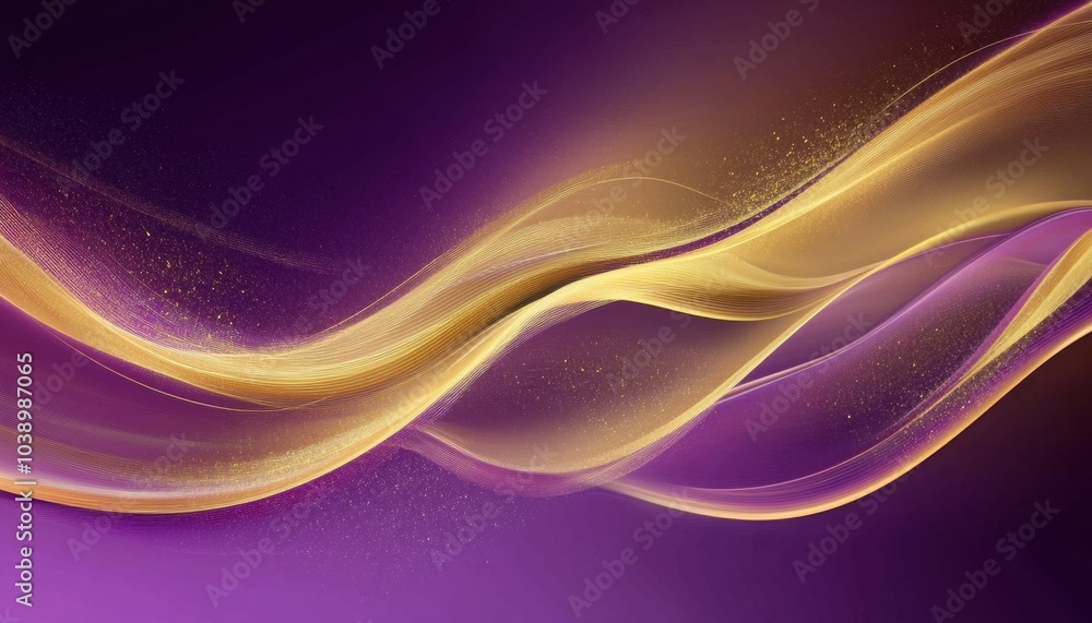 Fototapeta premium Elegant Purple and Gold Fabric Waves Abstract Background