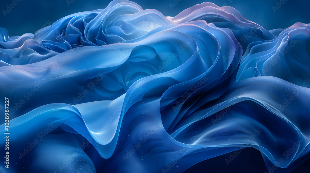 Abstract 3D Blue Fabric Waves Background Abstract 3D Blue Fabric Waves Background