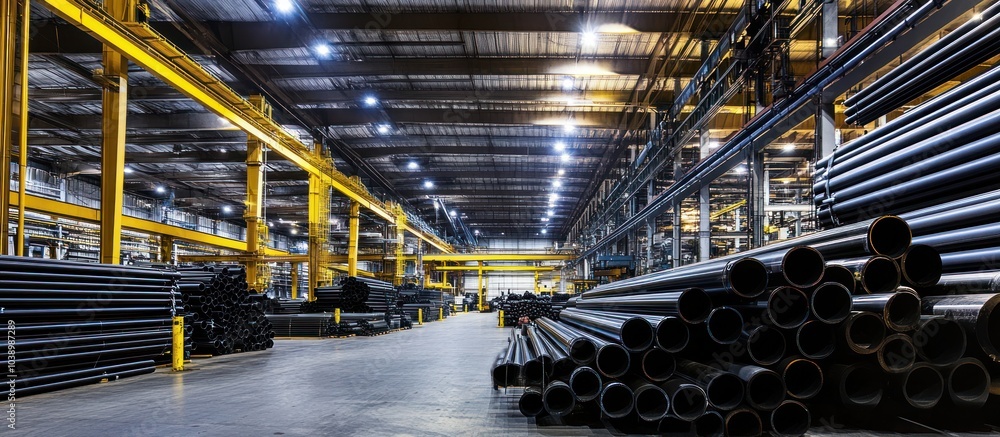 Industrial Warehouse with Steel Pipes Industrial Warehouse with Steel Pipes