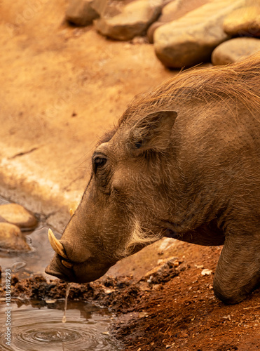 Warthog Drinking
