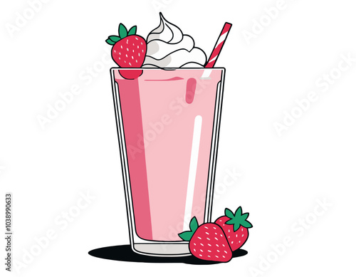 Strawberry milkshake with whipped cream