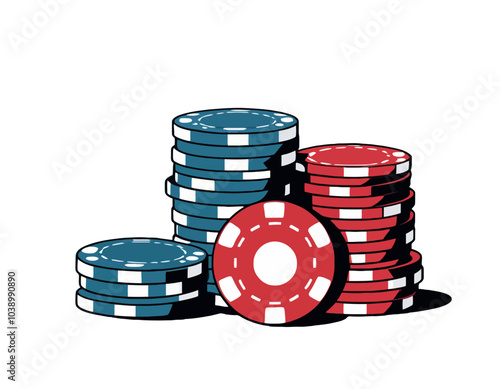 Colorful poker chips stack