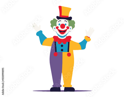 Joyful clown in colorful attire