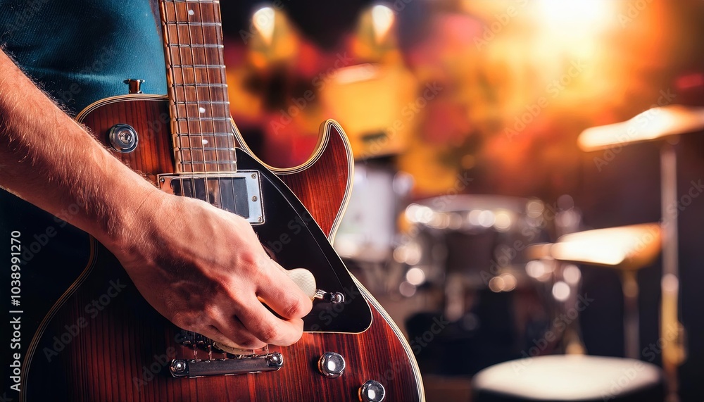 Fototapeta premium Electric Guitar Close-Up in a Studio Setting