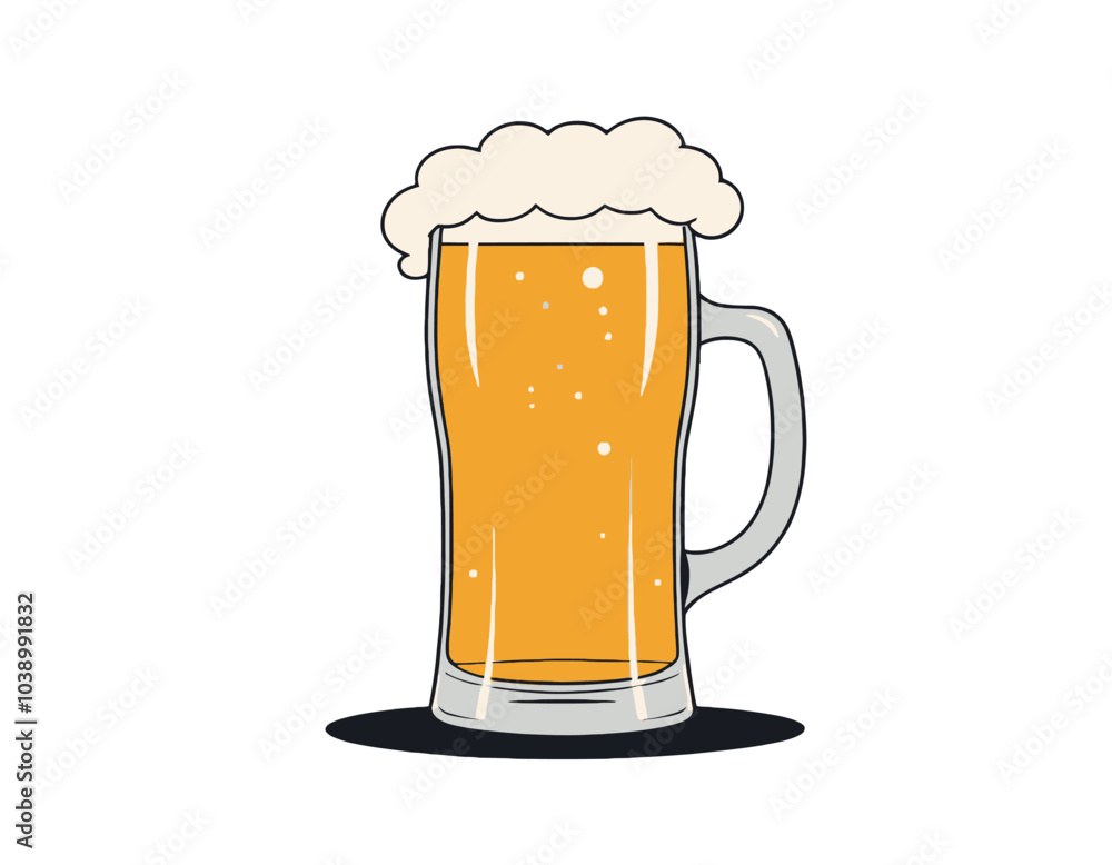 Large pint of beer with frothy head Large pint of beer with frothy head